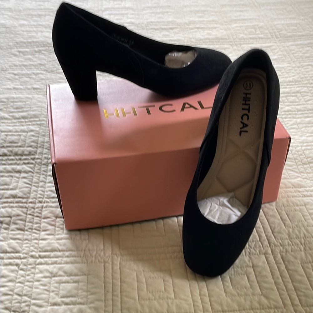 Classic Black Block Heel Pumps